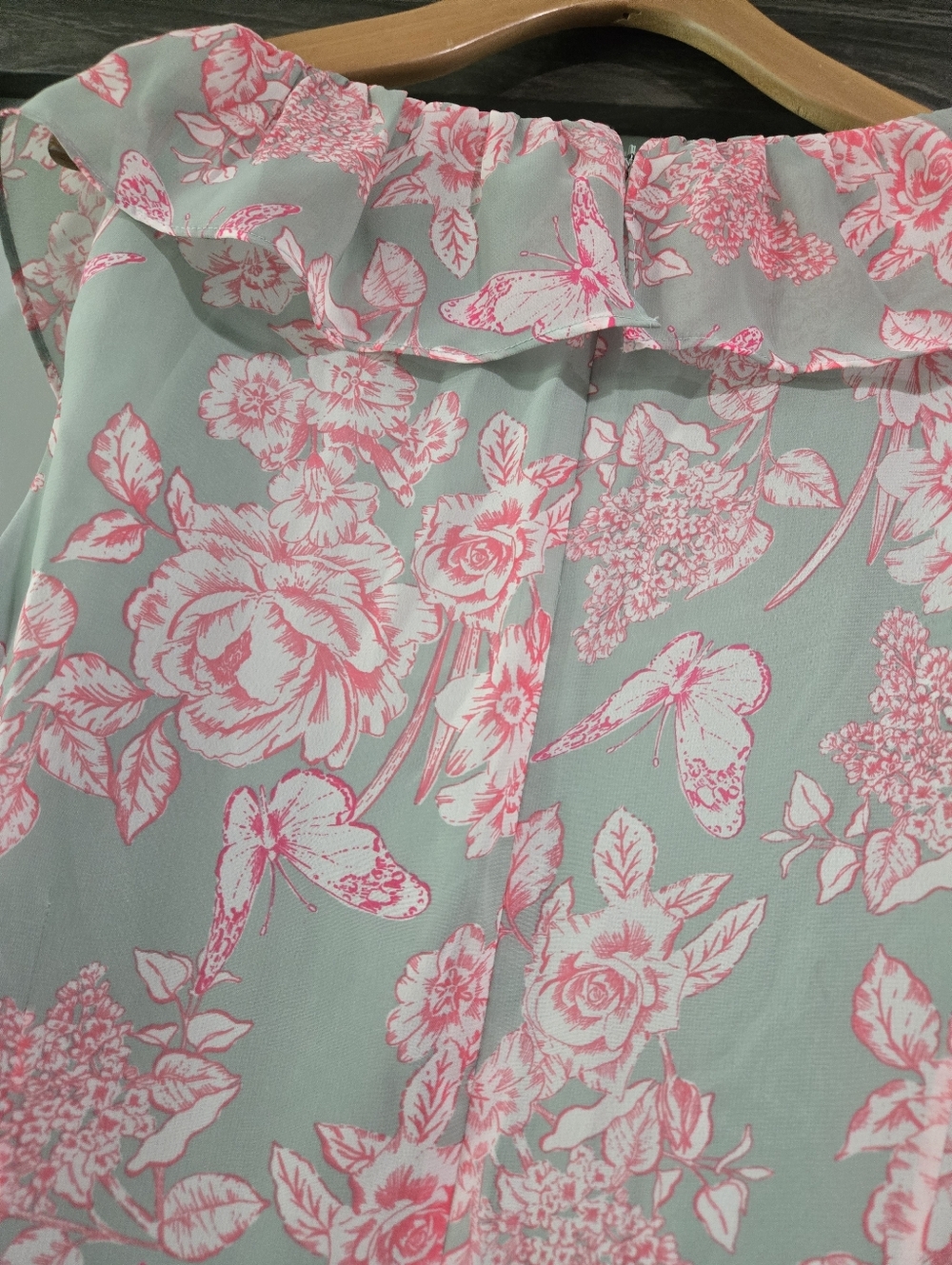 Eliza J Mint Pink Floral Print Tier Ruffle Kentucky Derby Dress Midi  Size 16 - Picture 6 of 8